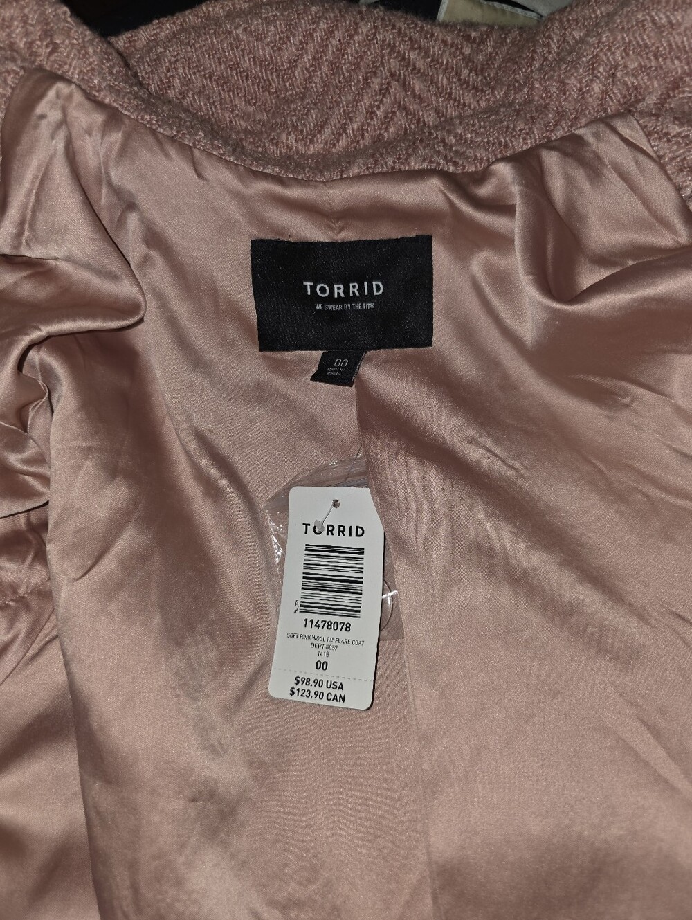 torrid Dusty Rose Double-Breasted Peplum Pea Coat - Picture 5 of 7